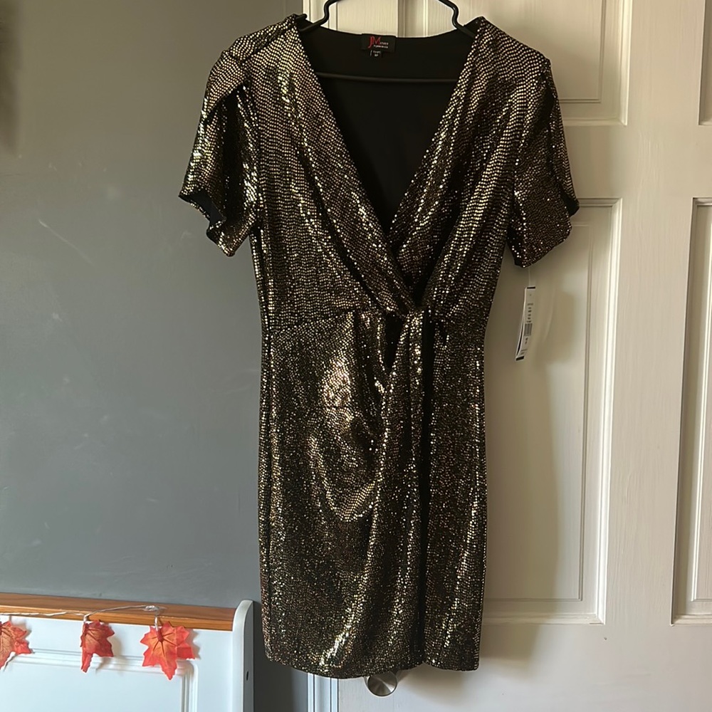 NWT SZ 8P Gold sparkle holiday dress